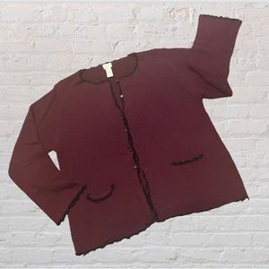 J. Jill Cardigan Sweater with Chenille Trim